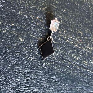 Single Abalone and Onyx earring